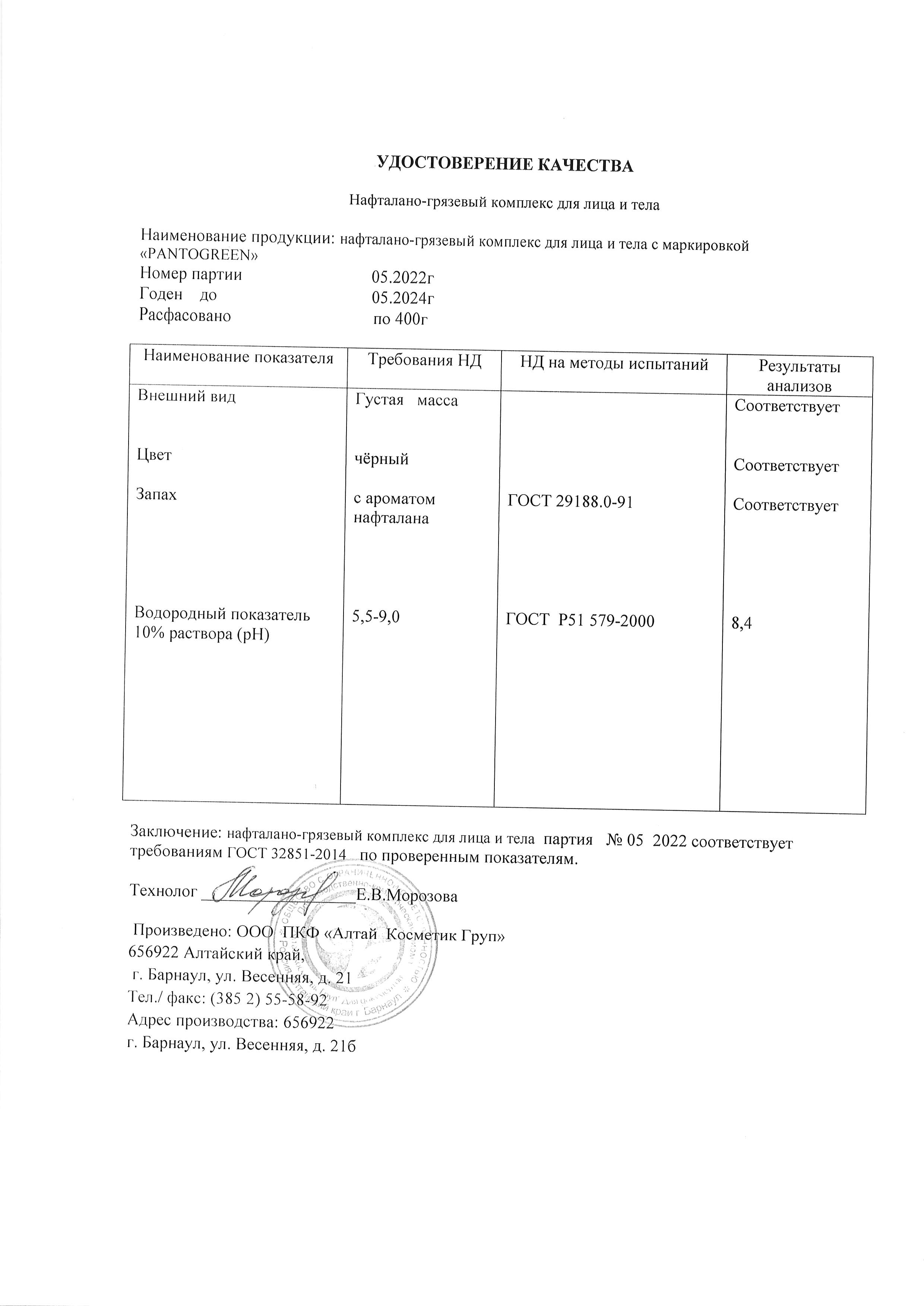 Паспорт №052022